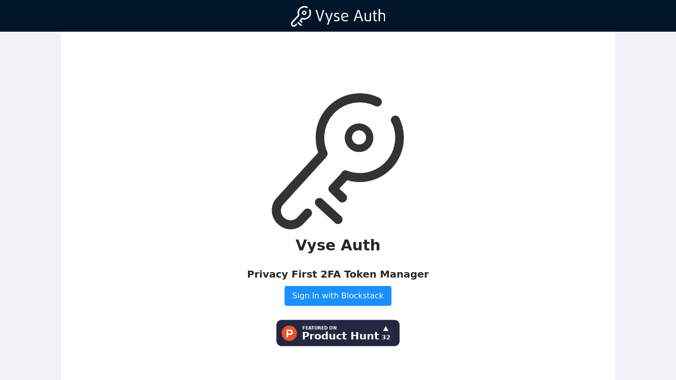 Vyse Auth Landing page