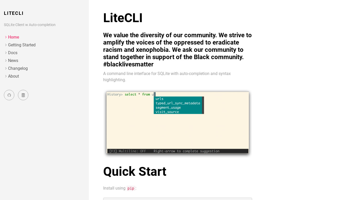 LiteCLI Landing page