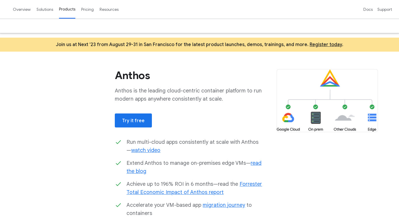 Google Anthos Landing page