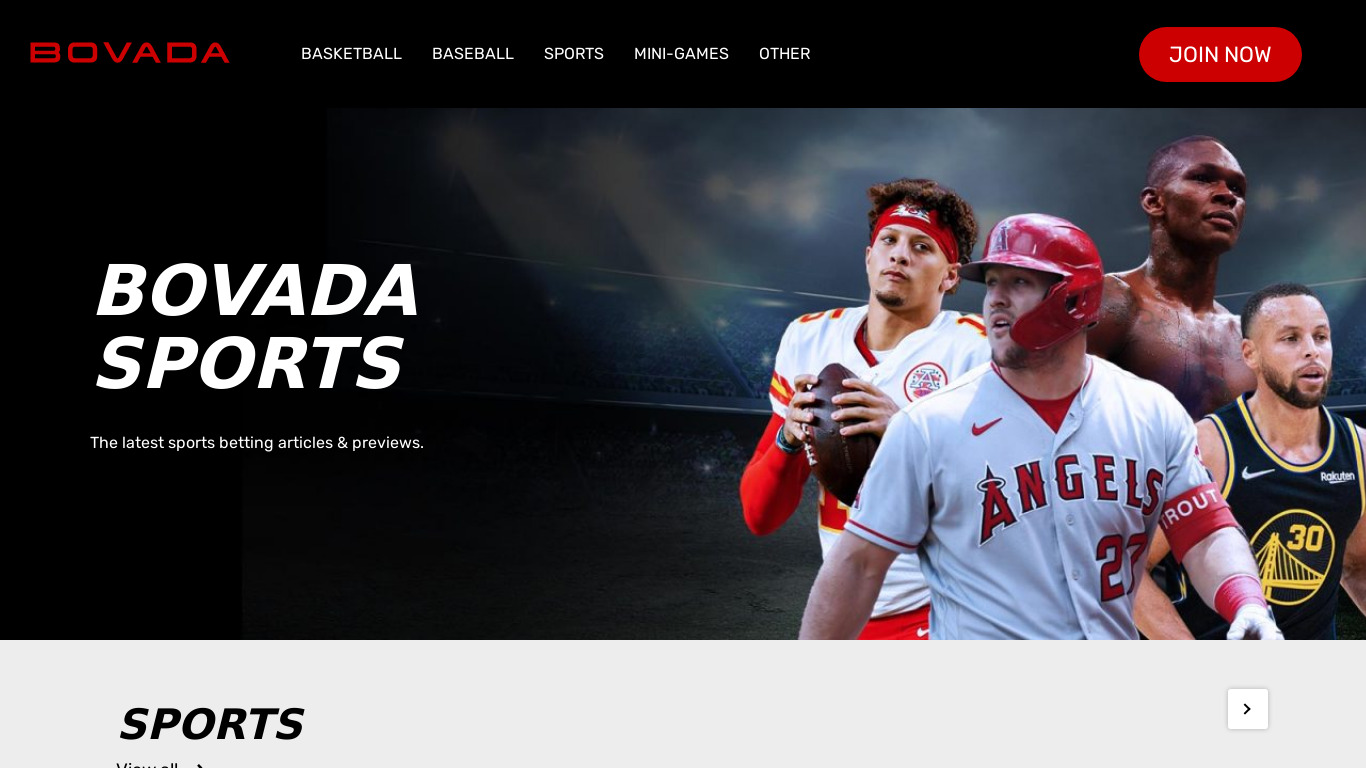 Bovada Landing page