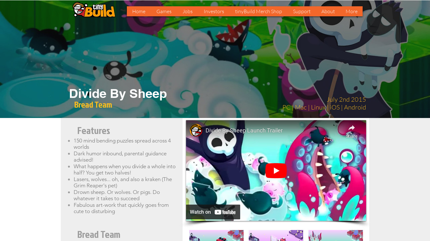 Divide By Sheep Landing page