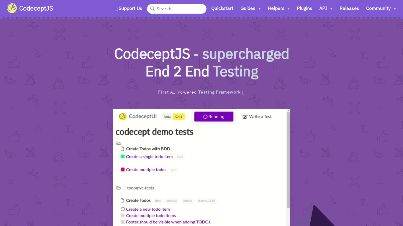 CodeceptJS Landing page