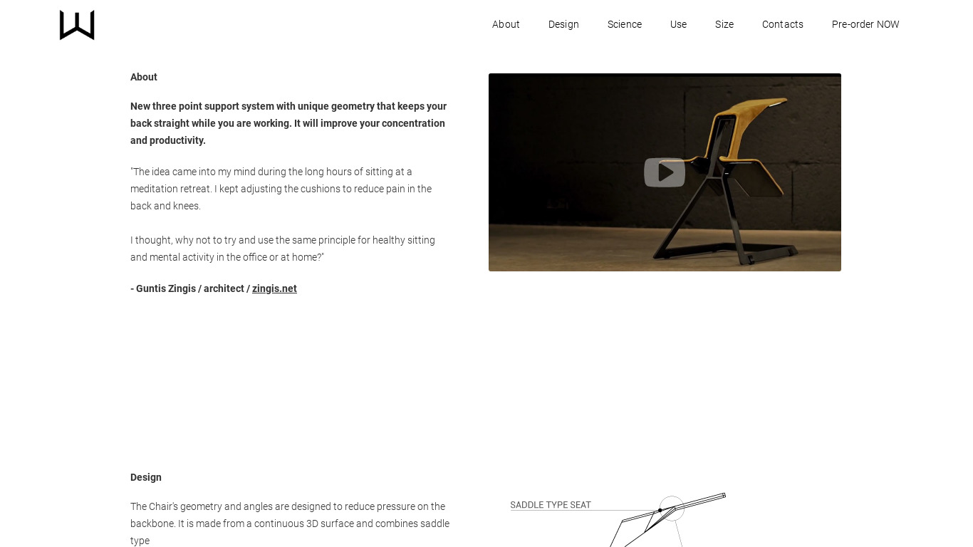 W Chair Landing page
