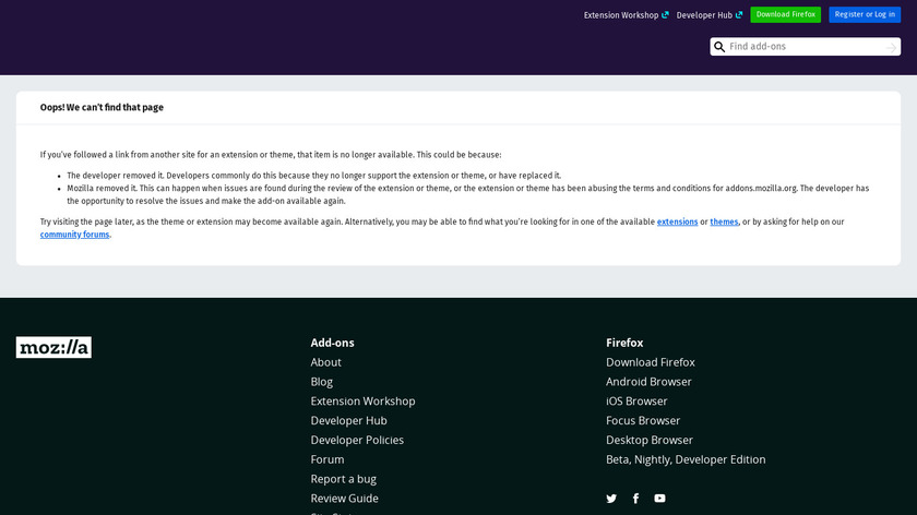 addons.mozilla.org Methuselah Landing Page