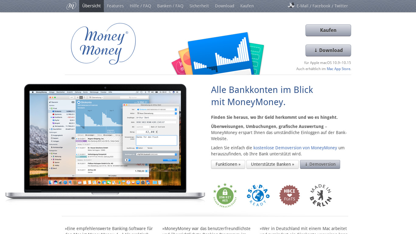 MoneyMoney Landing page