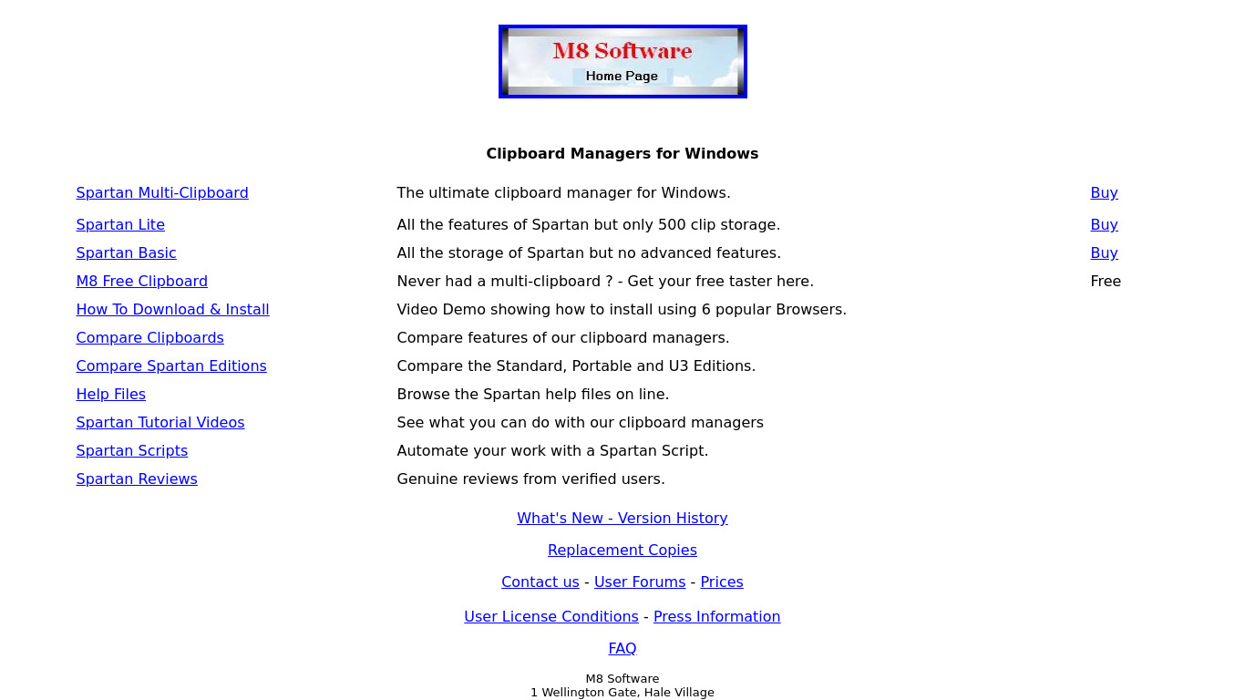 m8software.com Spartan multi clipboard Landing page