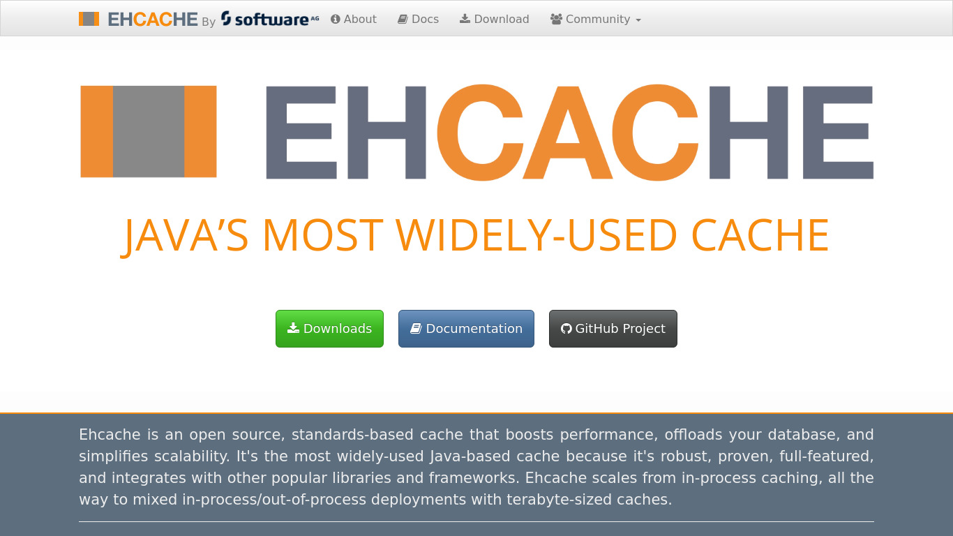 Ehcache Landing page