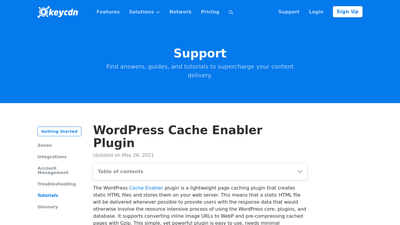 Cache Enabler Landing page