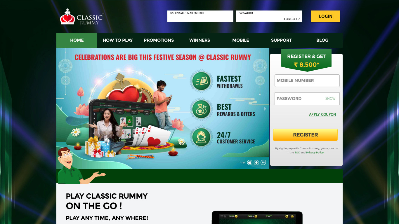ClassicRummy Landing page