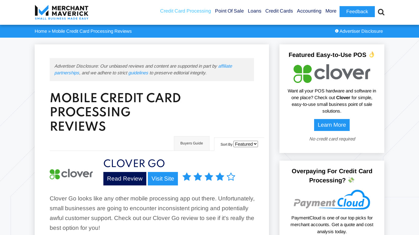 Mobile Payment Processing Landing page