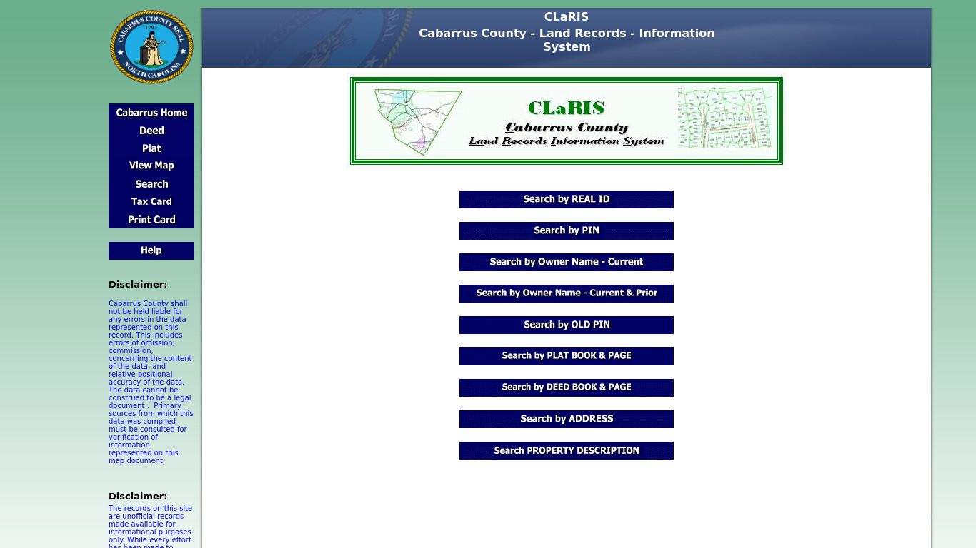 Claris Landing page