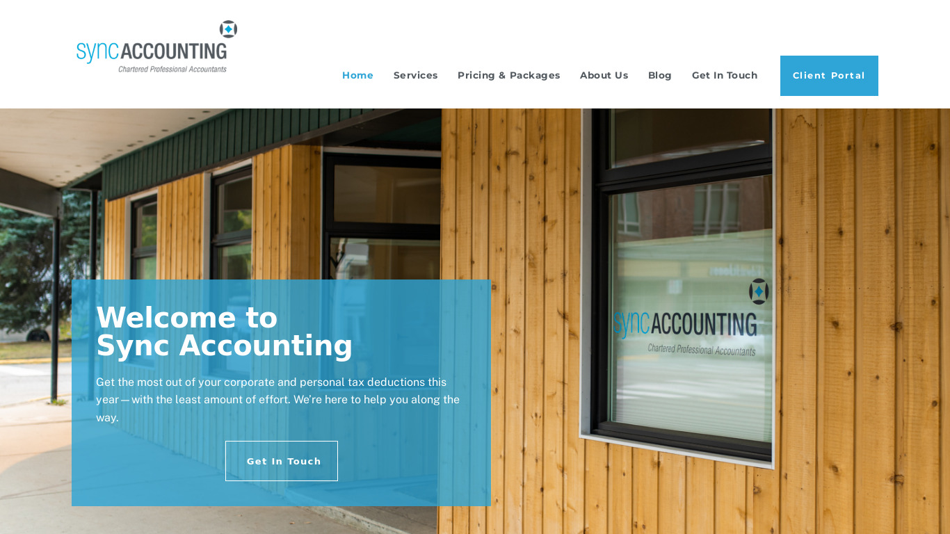 Accounting Sync Landing page