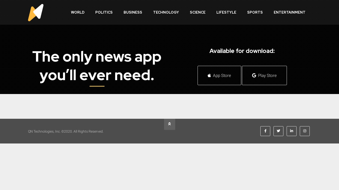 QuickNews: The Real News App Landing page