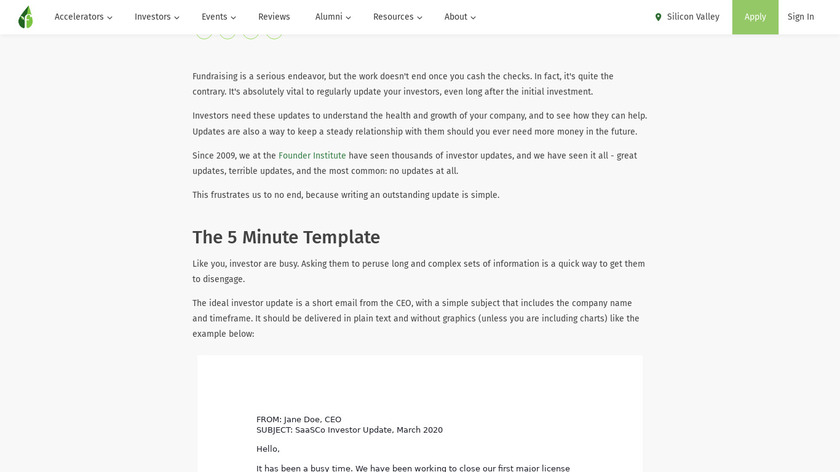 5-Minute Investor Update Template Landing Page