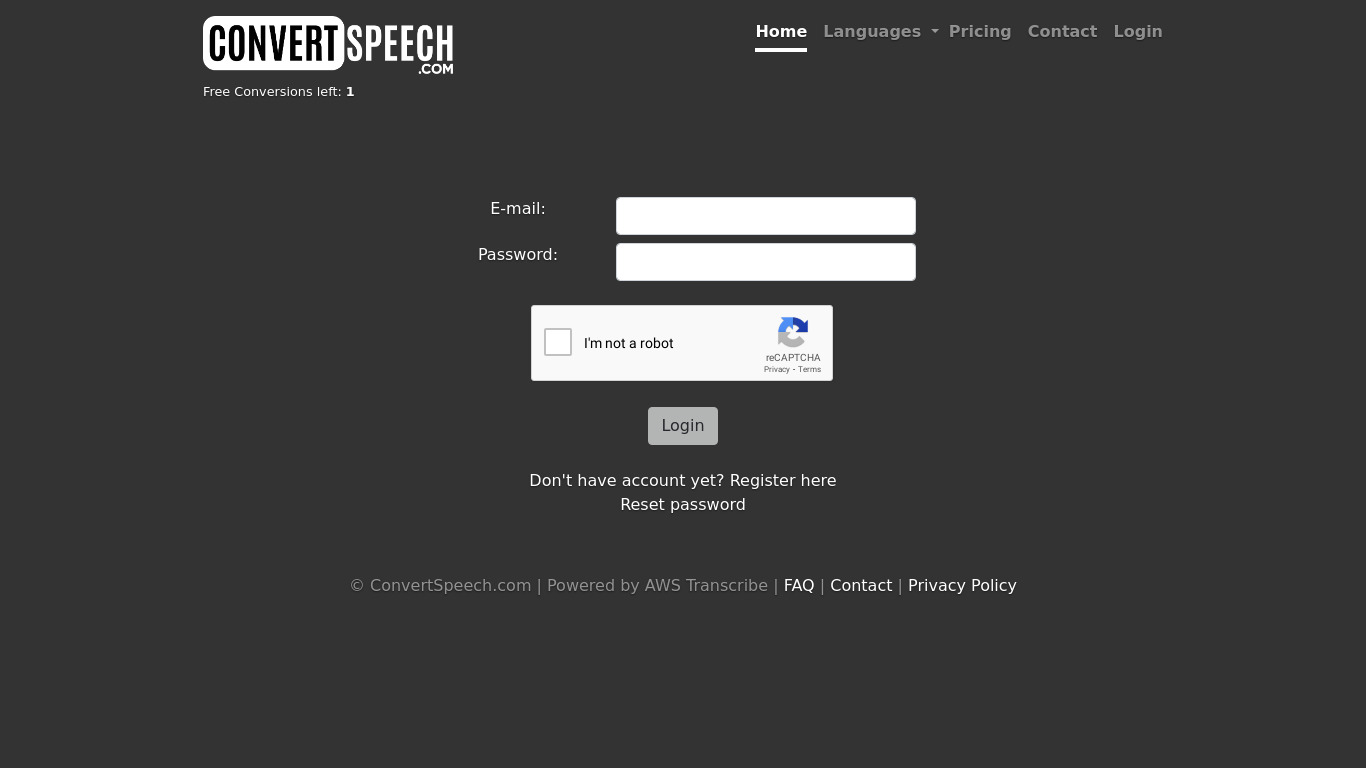 ConvertSpeech Landing page