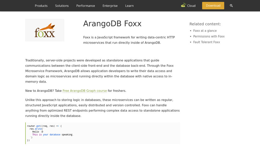 ArangoDB Foxx Landing Page