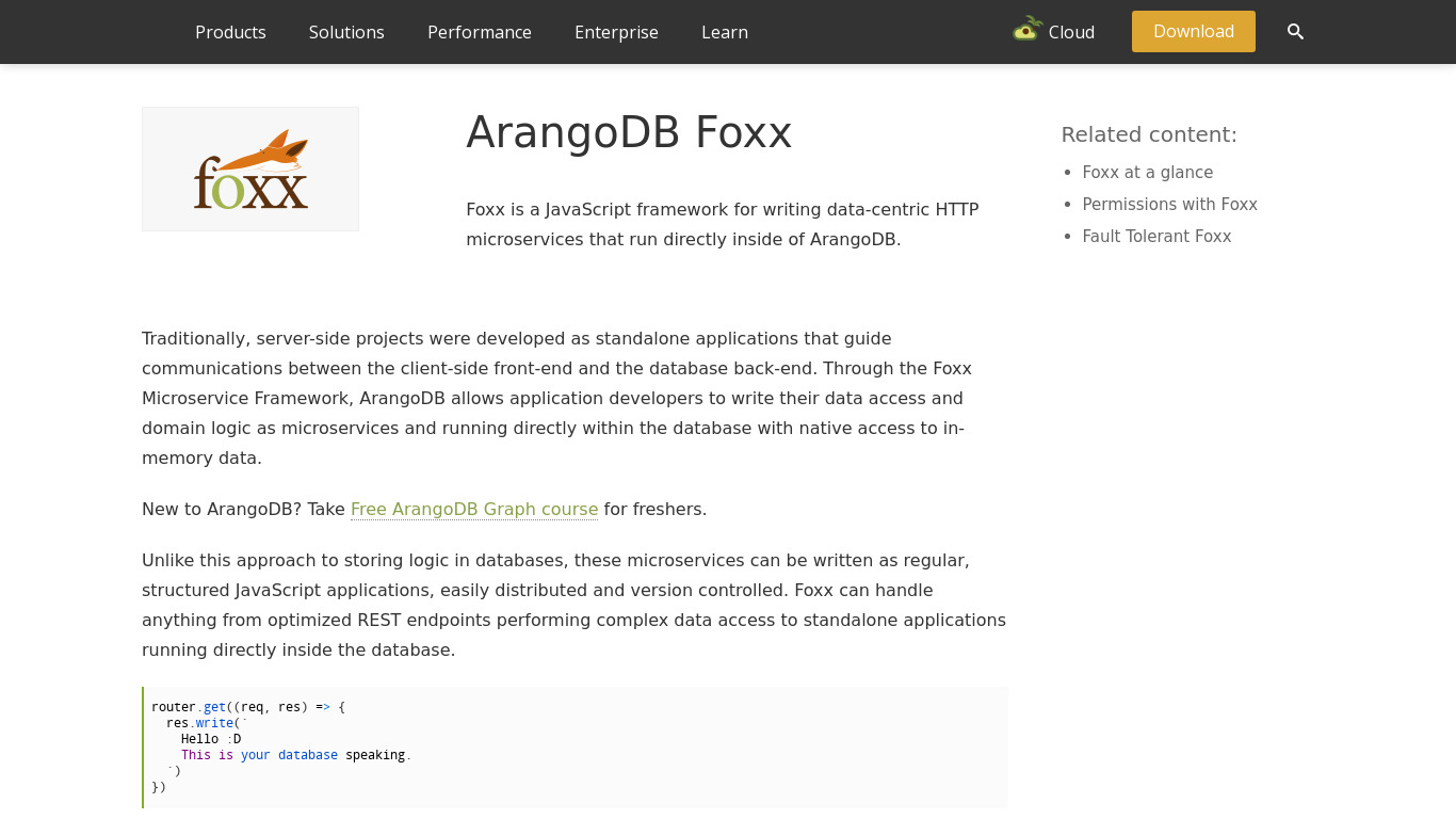 ArangoDB Foxx Landing page
