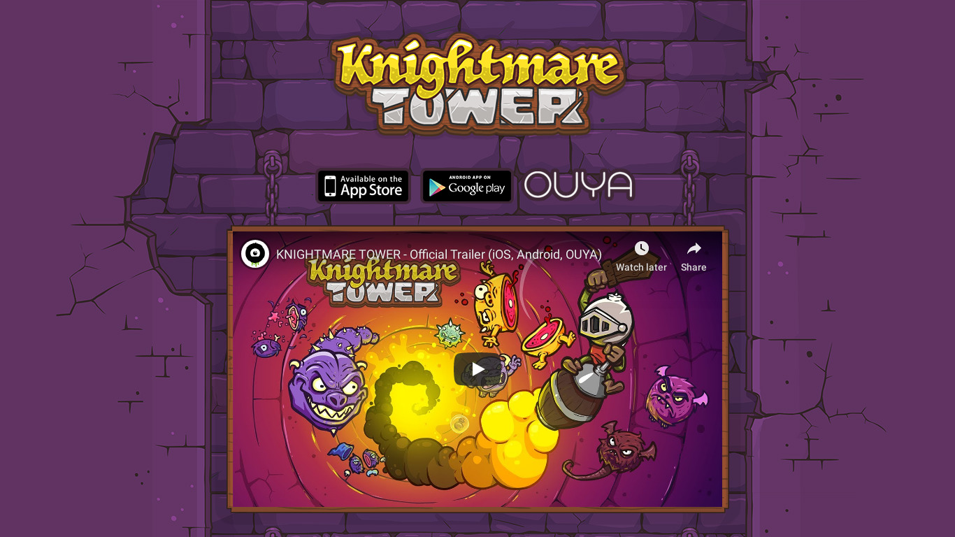 Knightmare Tower Landing page