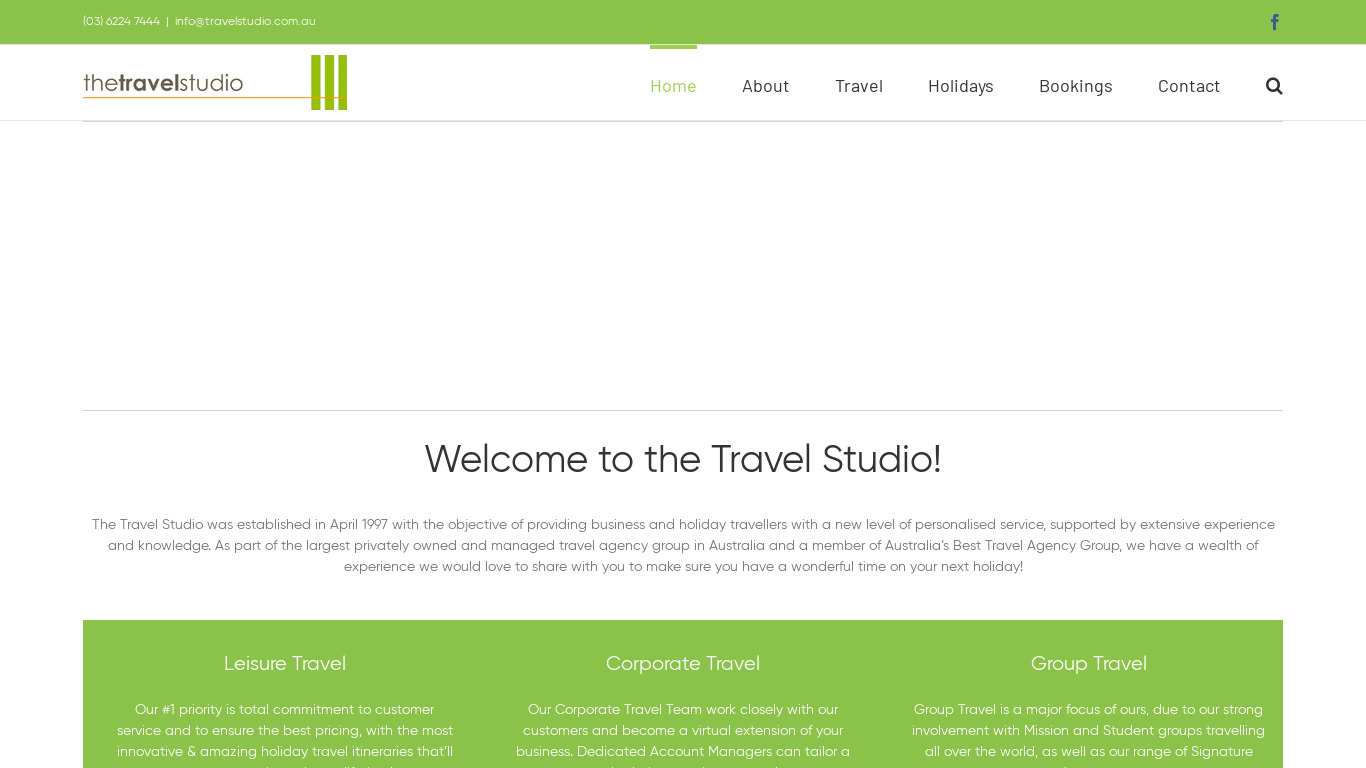 Travel Studio Landing page