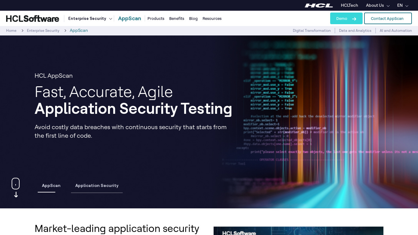HCL AppScan Landing page