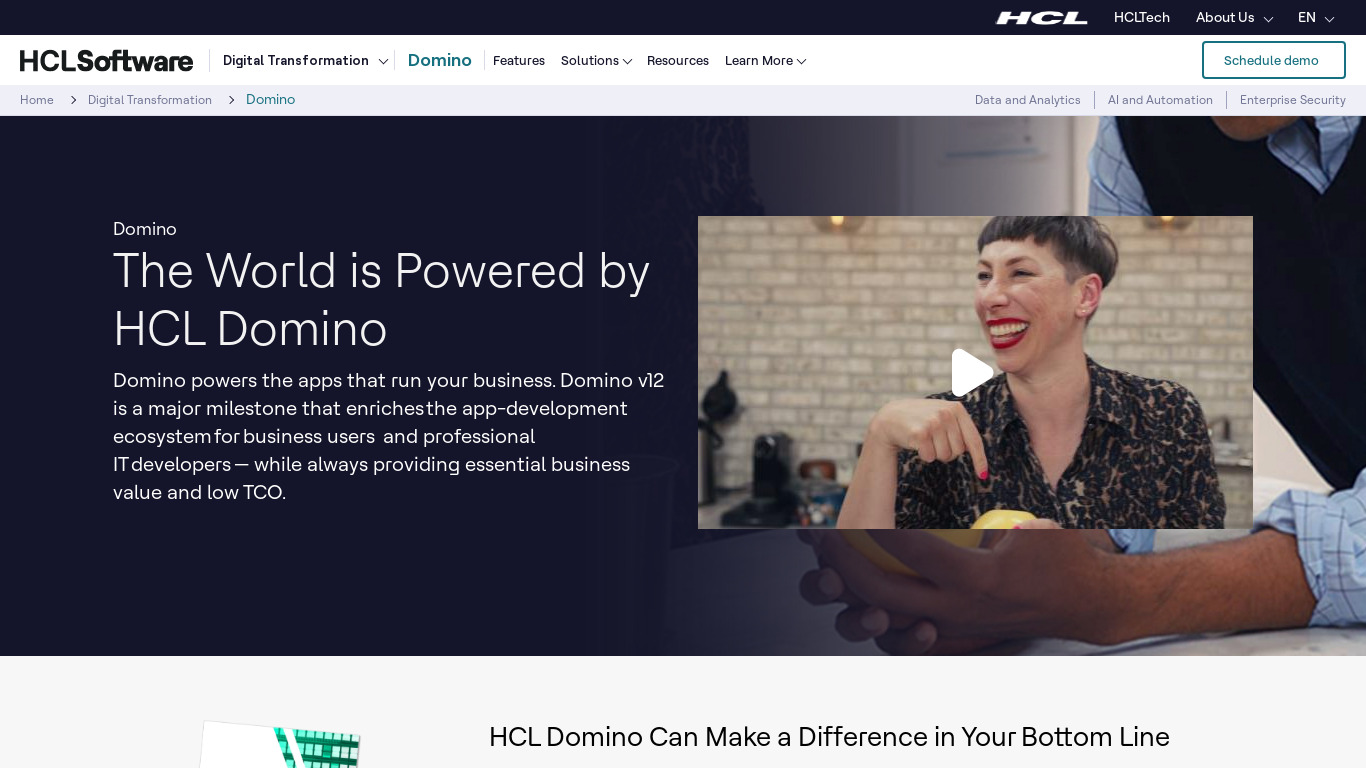 HCL Domino Landing page