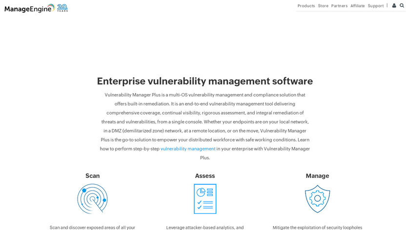 ManageEngine Vulnerability Manager Plus Landing Page