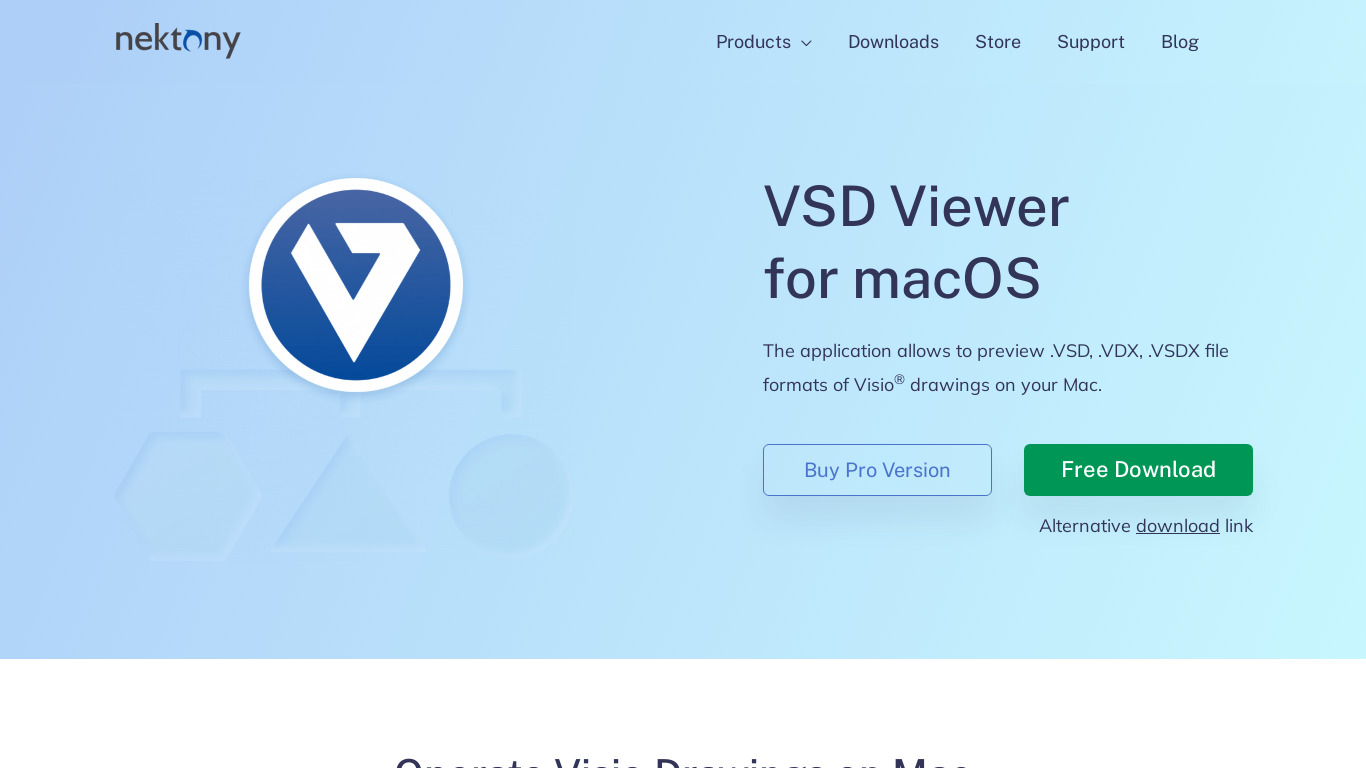 Nektony Mac Visio Viewer Landing page