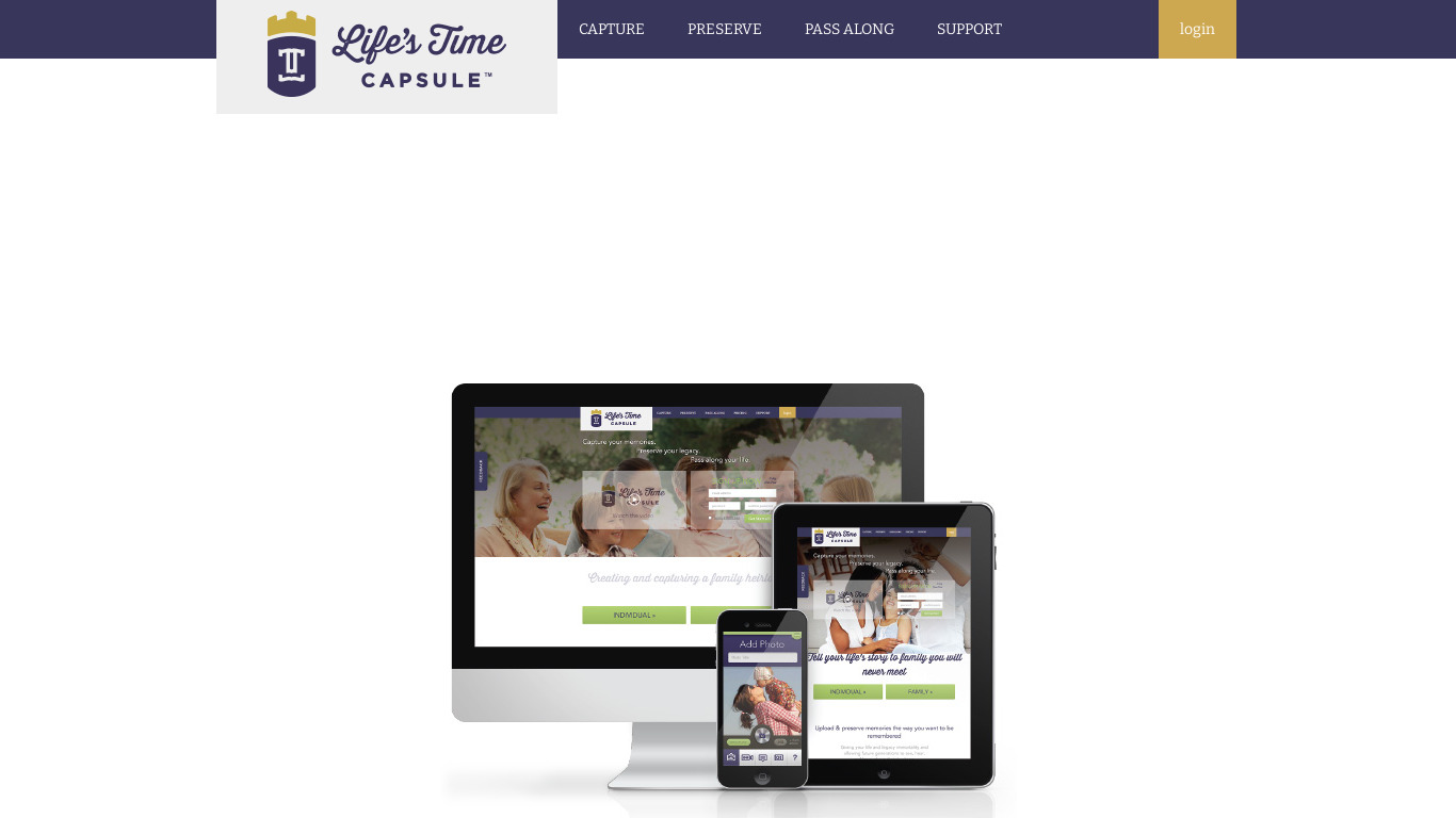 Life’s Time Capsule Landing page