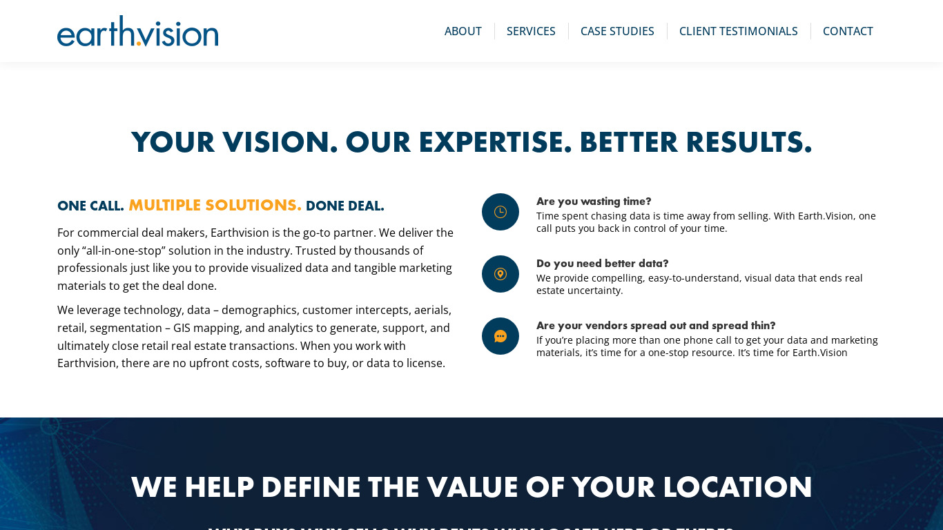 earthVision Landing page