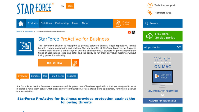 StarForce ProActive for Business Landing Page