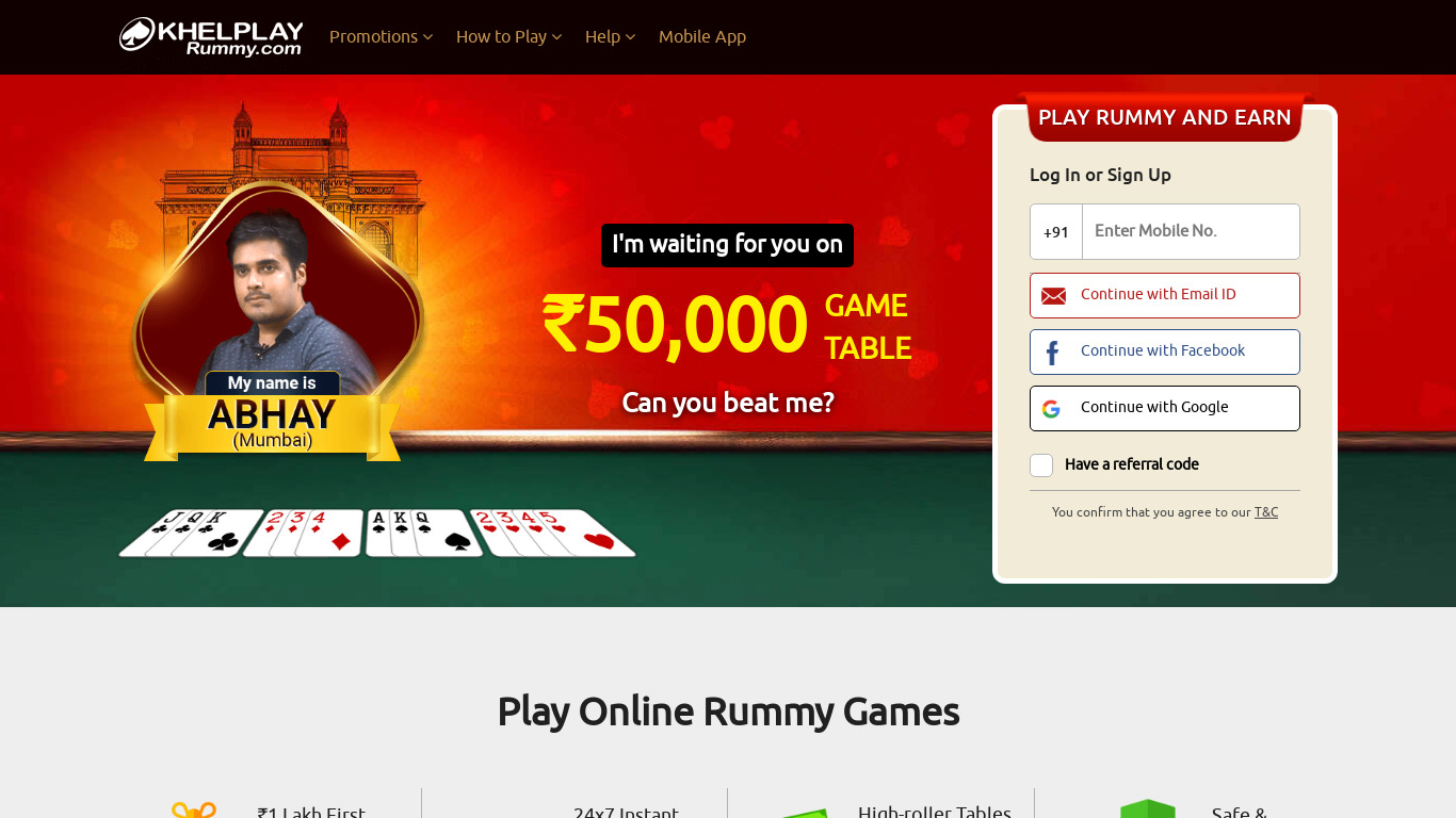KhelPlay Rummy - Indian Rummy Landing page