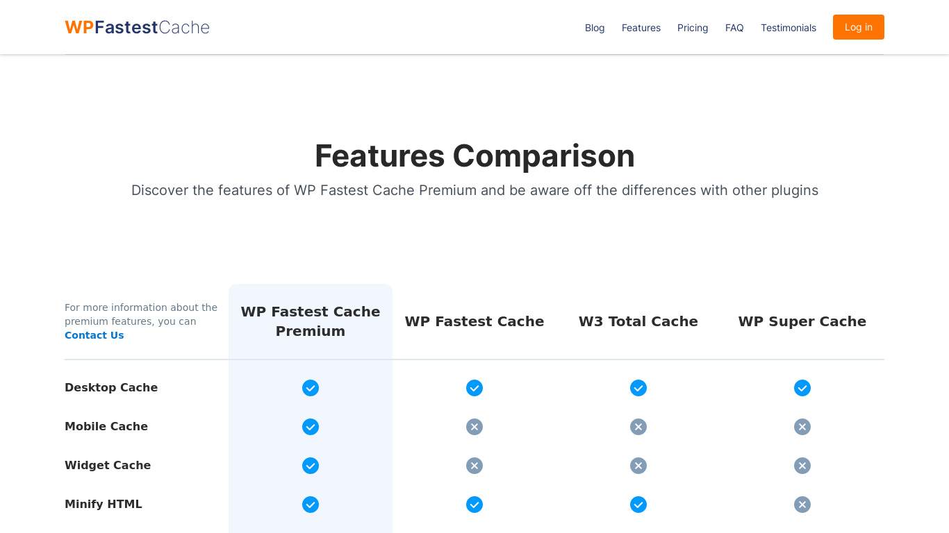 WP Fastest Cache Landing page