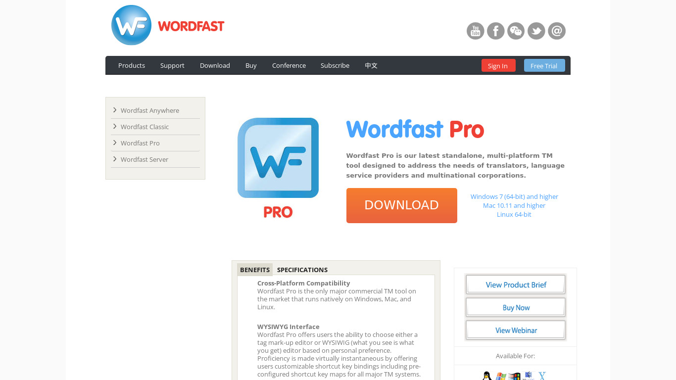 Wordfast Pro Landing page