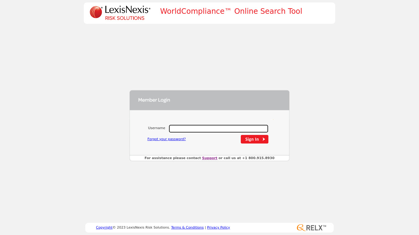 WorldCompliance Search Tool Landing page