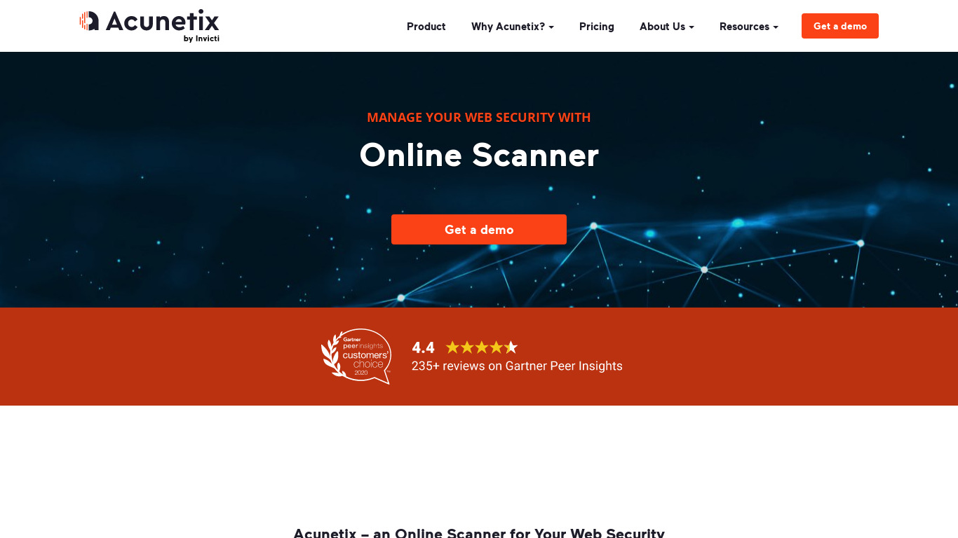 Acunetix Online Network Security Scanner Landing page