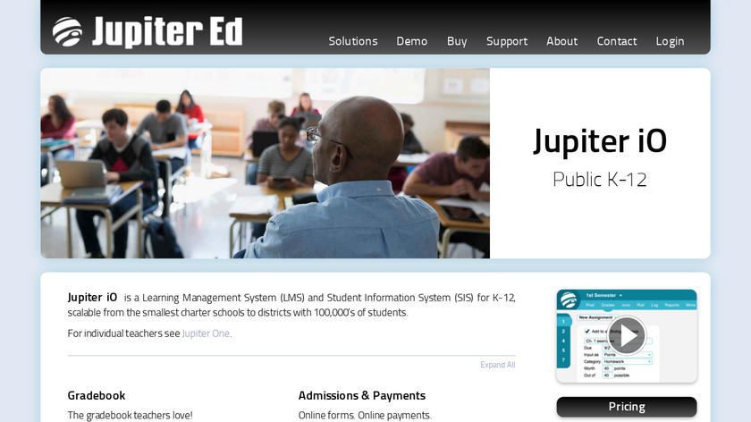 jupitered.com Jupiter iO Gradebook Landing Page