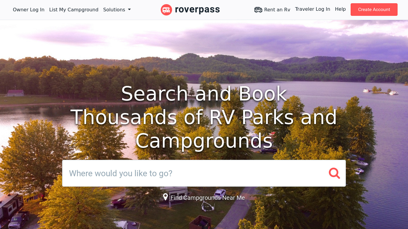RoverPass Landing page