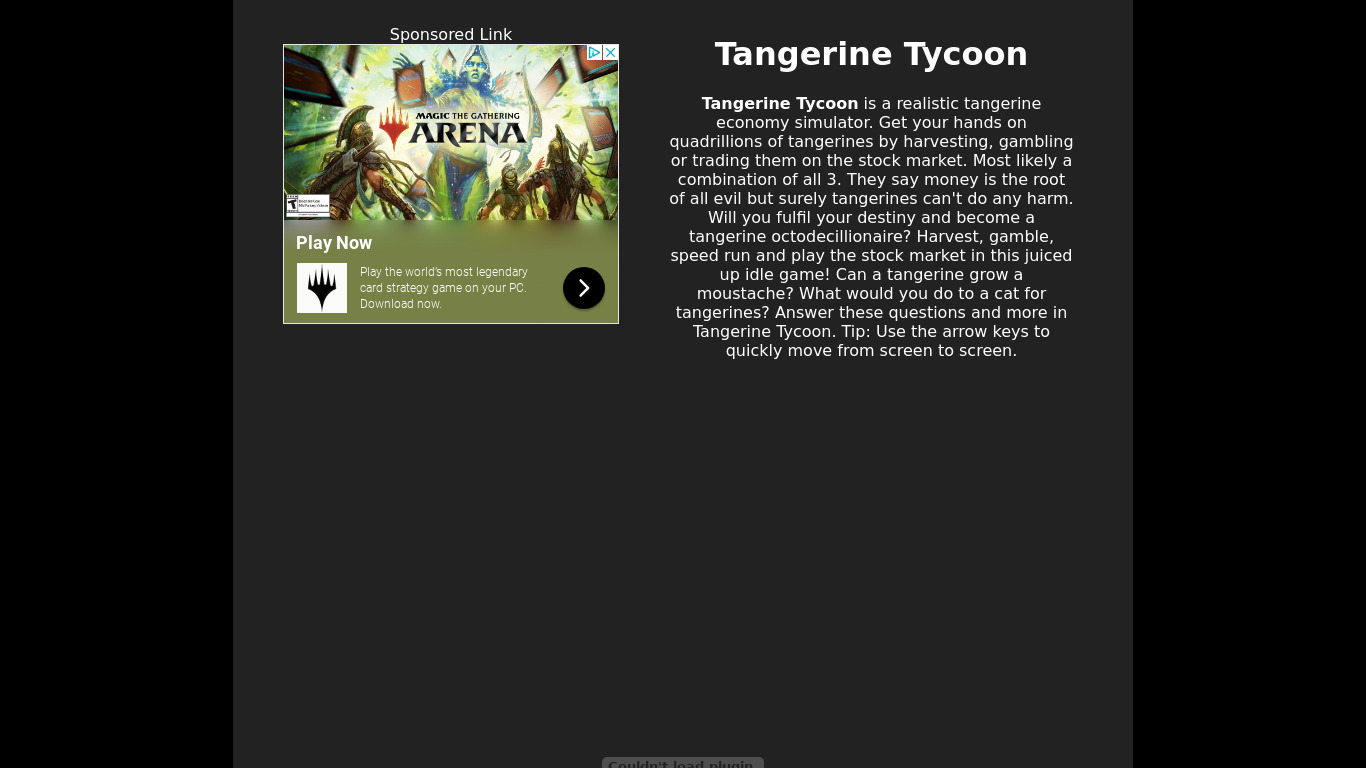 Tangerine Tycoon Landing page