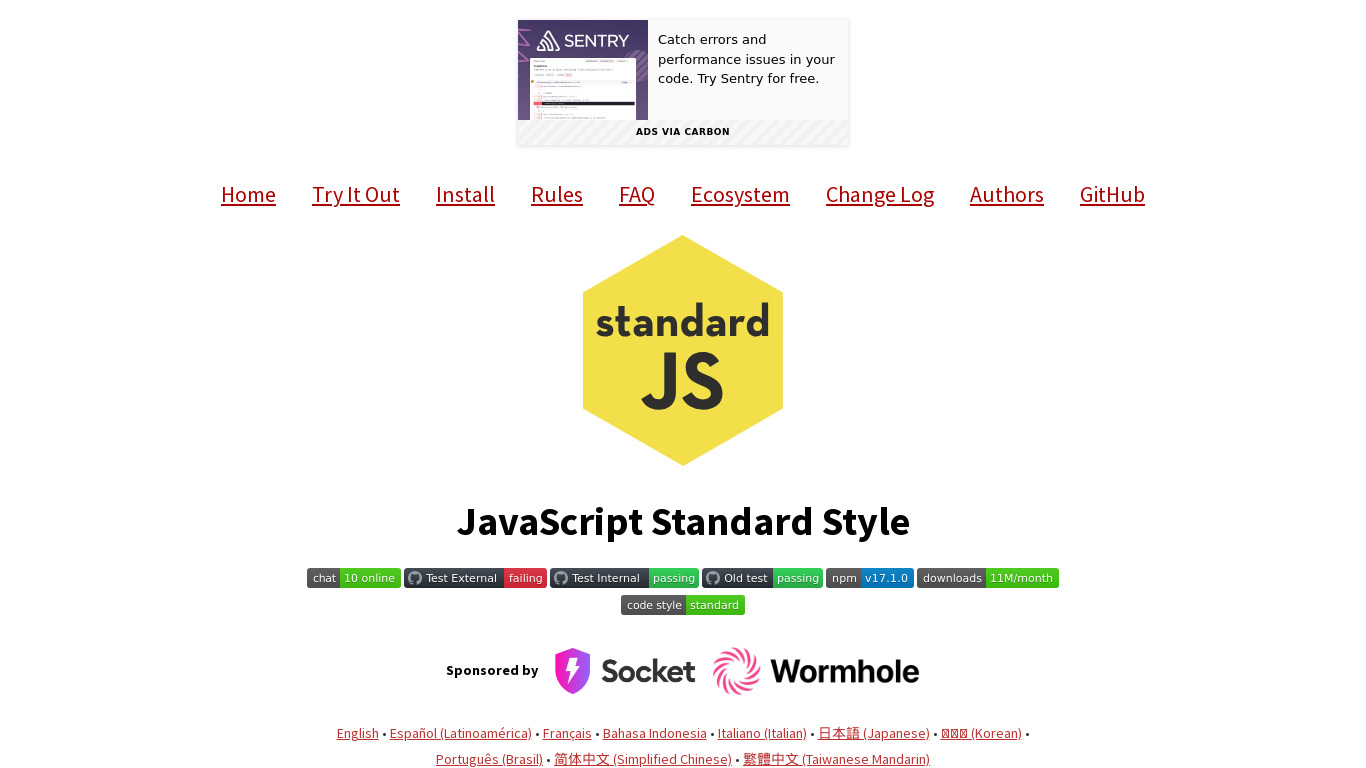 Standard JS Landing page