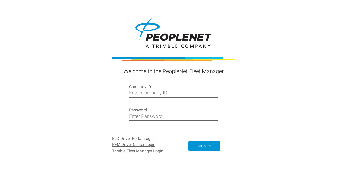 Peoplenet fleet manager Landing page