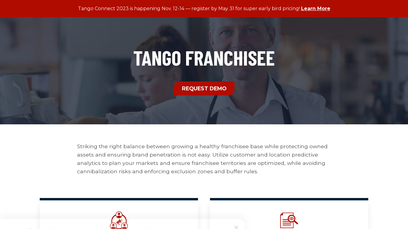 Tango Franchisee Lifecycle Management Landing page