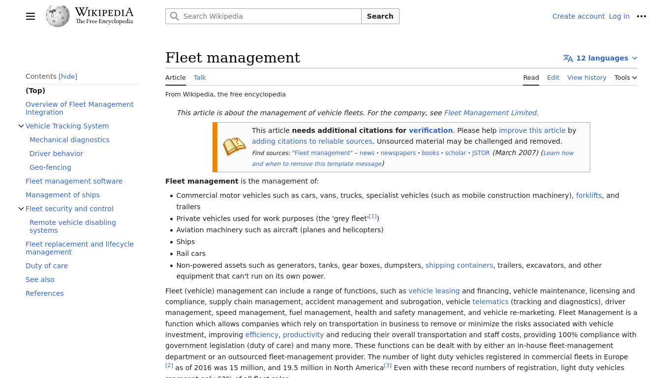 Fleet Manager Landing page