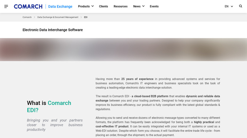 Comarch EDI Logistics Landing Page
