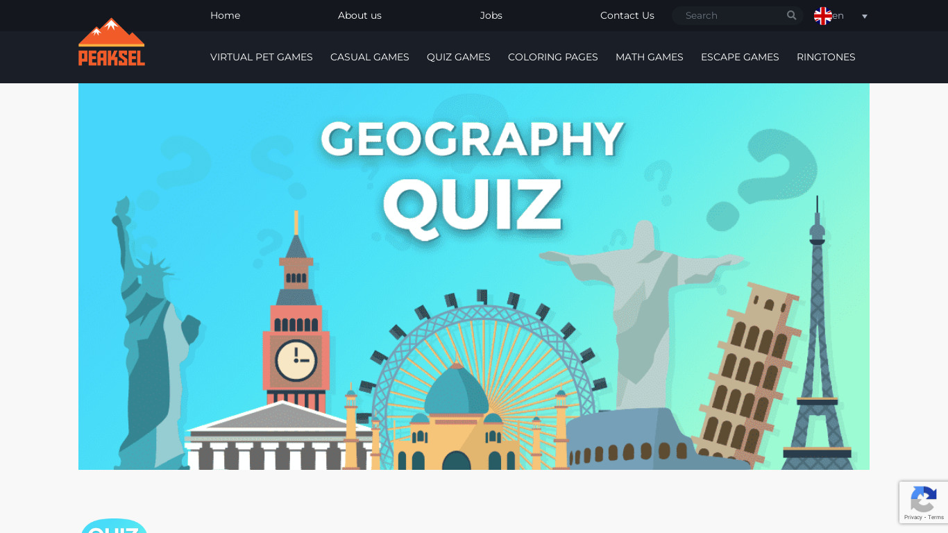 Geography Quiz - Trivia Game Landing page
