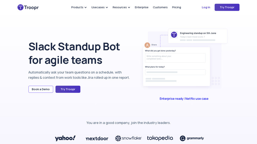 Standup Bot by Troopr Landing Page
