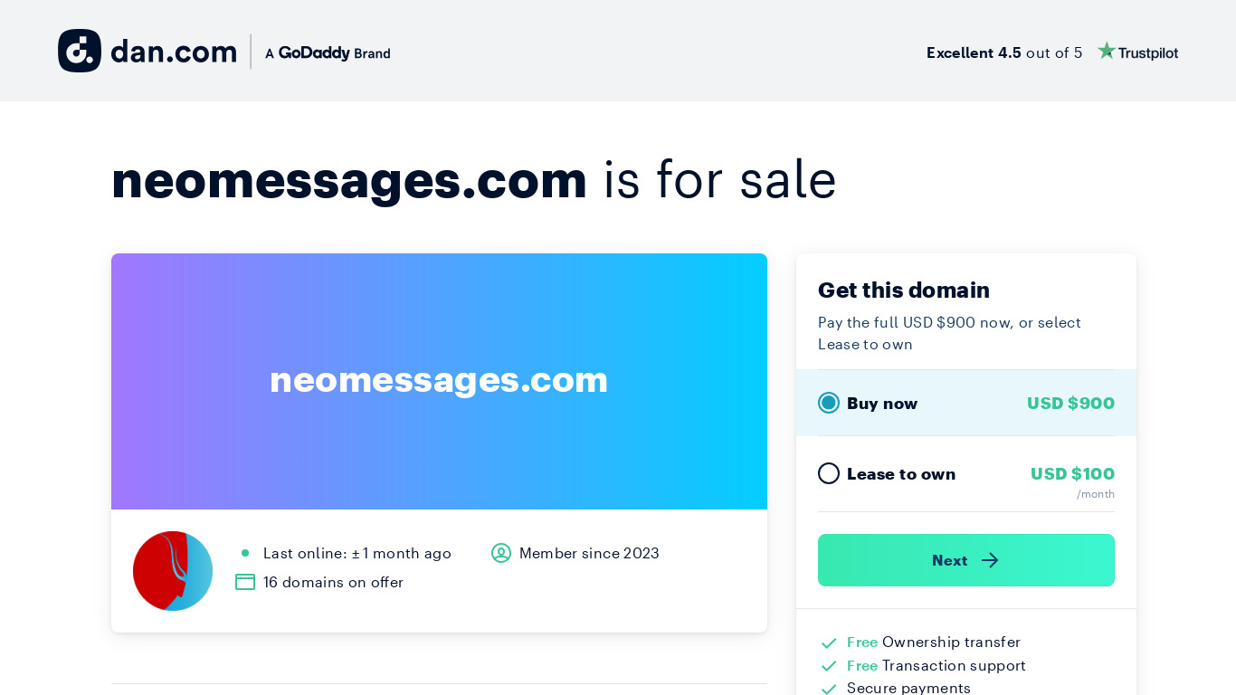 Neomessages Landing page