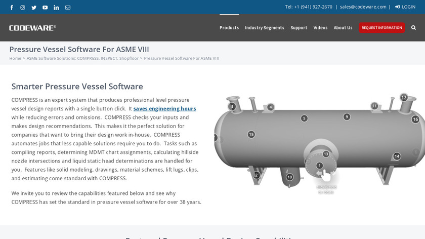 Pressure Vessel Software Landing Page