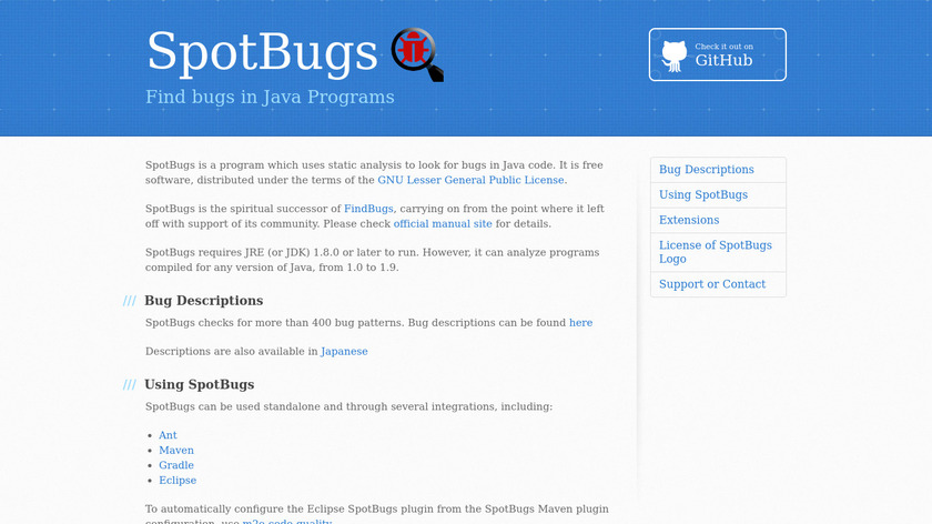 SpotBugs Landing Page