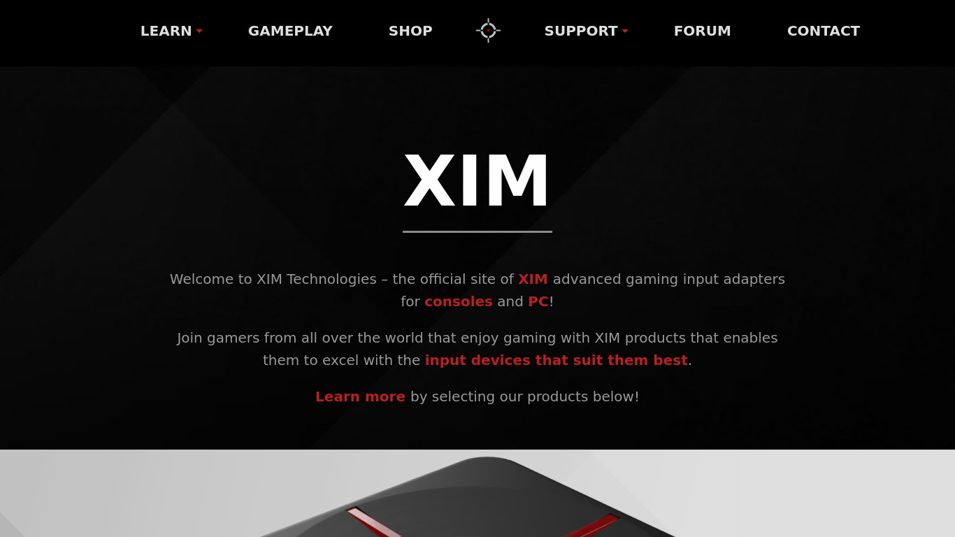 XIM APEX Manager Landing page