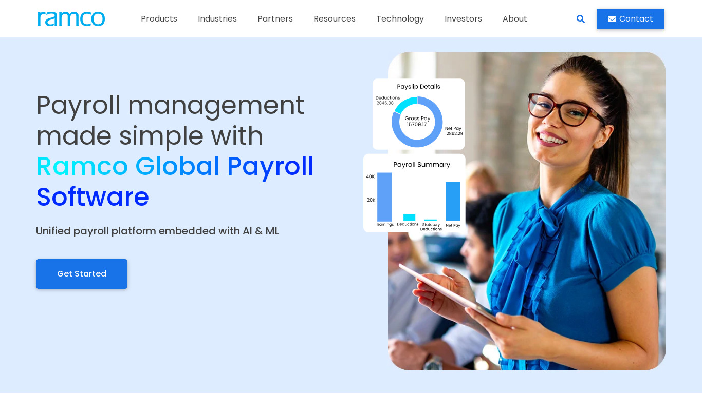 Ramco Global Payroll Landing page